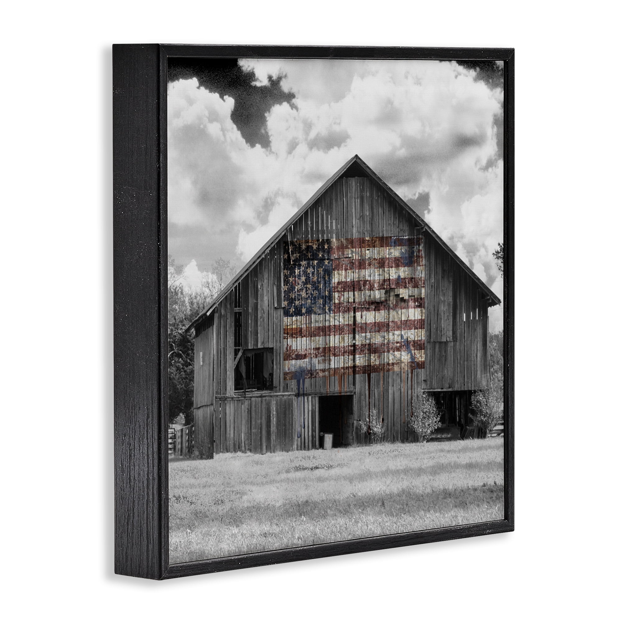 USA Flag Monochrome Barn Black Framed Giclee Art, design by Decent Exposures