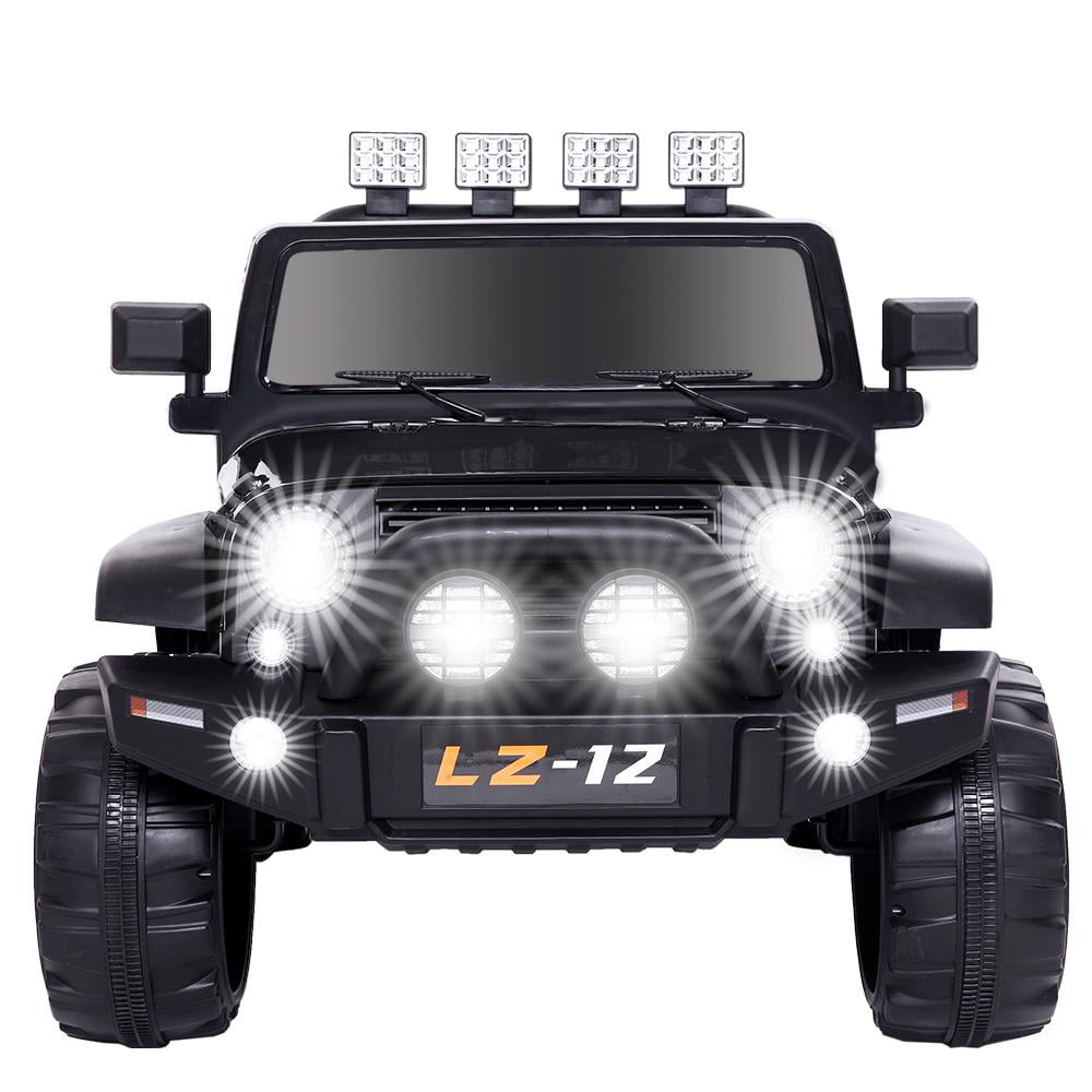 12V Kid Ride On Car Toy Jeep Car Rechargeable Battery 4 mph Remote Control Black 