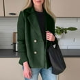 thumbnail image 3 of ASDFVBKG Women's Winter Loose Fit Wool Coat Comfortable Notched Collar Patchwork Spliced Knit Long Sleeve Double Breasted Peacoat Button Fashion Winter Blazer Jacket Outerwear Green XL, 3 of 4