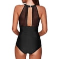 thumbnail image 4 of Traje de baño de una pieza para mujer, cuello alto, escote pronunciado, malla fruncida, monokini (s), 4 of 5