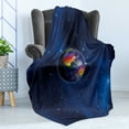 thumbnail image 4 of Pride Soft Flannel Fleece Throw Blanket, Earth from Space Continents in the LGBT Colors Universal Worldwide Love Freedom, Cozy Plush for Indoor and Outdoor Use, 60" x 80", Dark Blue, by Ambesonne, 4 of 5
