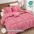 thumbnail image 4 of Regency Heights King Comforter Set 5 Pieces, Red Plaid Ruched Design with Decorative Pillows, Soft Microfiber Bedding Sets for All Seasons, 4 of 8