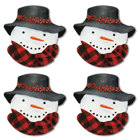 

CounterArt Snowman Shaped Reversible Tabletop Placemat Set of 4 Made in the USA