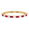 "1/2 CT Created Ruby and Diamond Stackable Half Eternity Band Ring, Yellow Gold, Size:US 10.50"