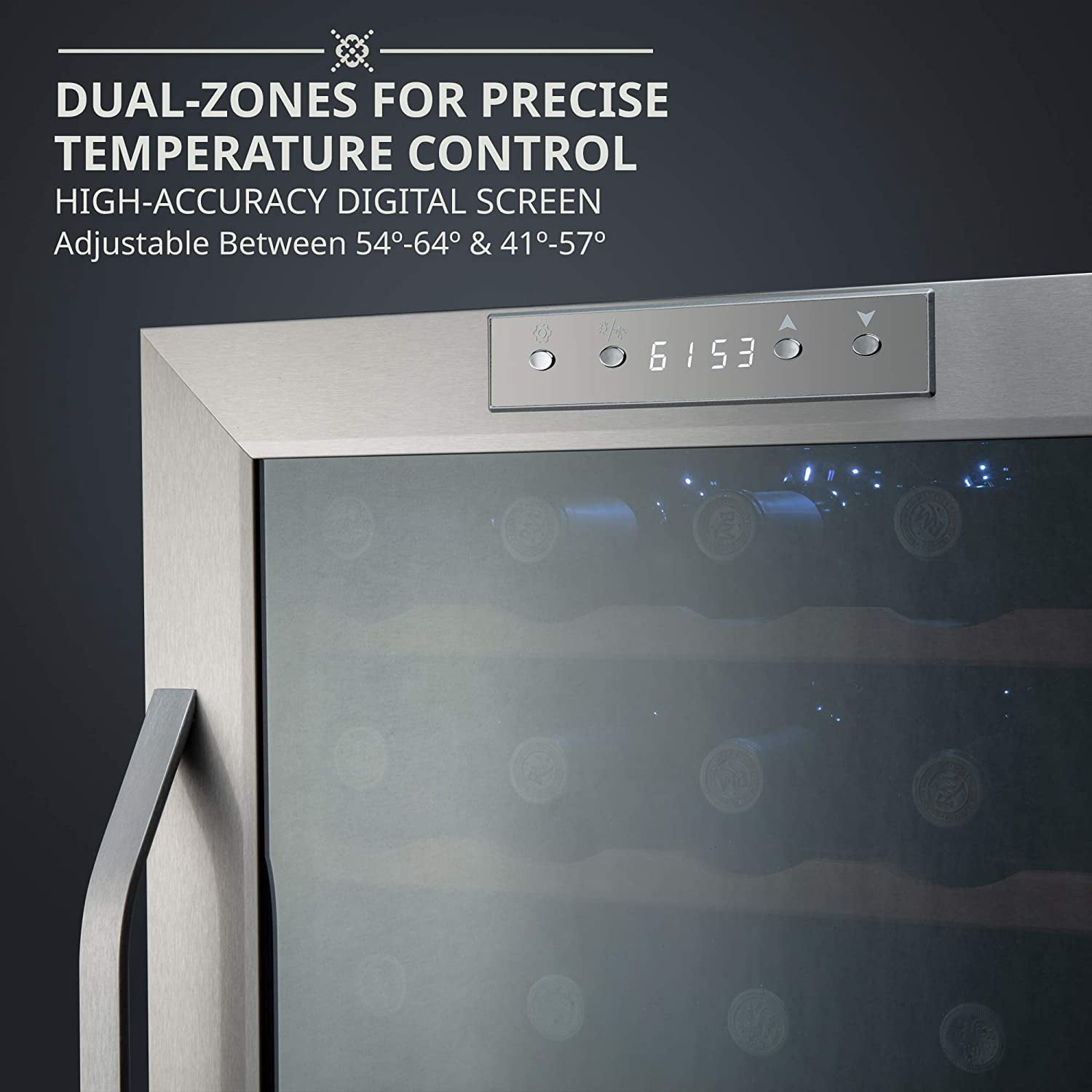 IVATION 33-Bottle Freestanding Wine Refrigerator with Dual Zone Temperature Control & Lock