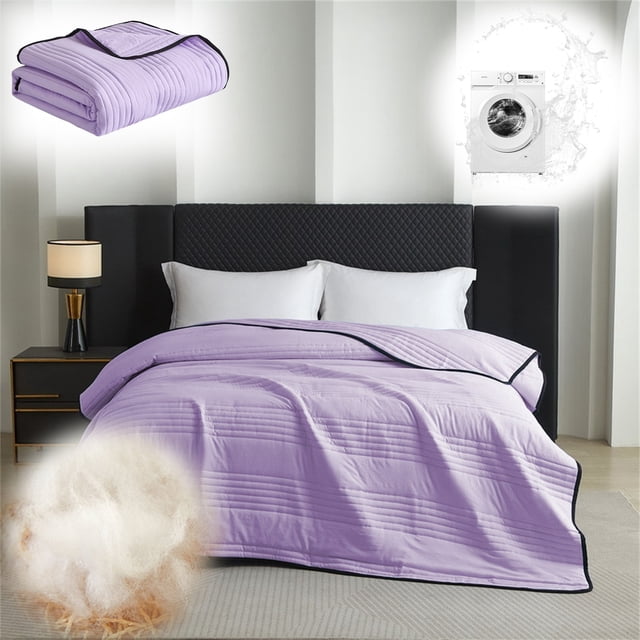 AKEGAMN Clearance! Washed Cotton Air Conditioning Quilt/Summer Cool Quilt Double & Single Sizes Thin Summer Blanket With Machine Washable Solid Color Design FRIENDLY DESIGN:There are hidden stitches