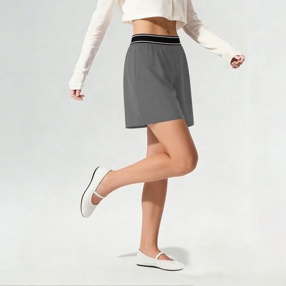 Lutiedan Athletic Shorts for Women Elastic High Waisted UPF 50 Running Yoga Casual Shorts Summer Beach Board Shorts with Pockets
