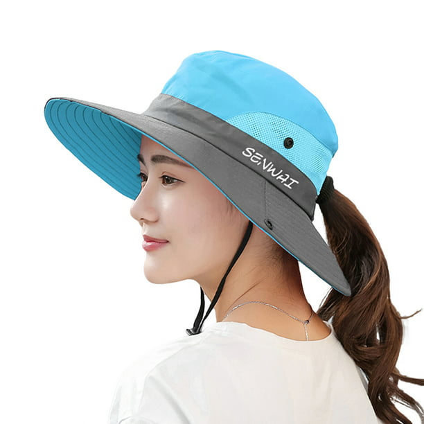 Senwai Sun Hat Wide Brim Boonie Hat Women Uv Protection Summer Cap For Beach Travel Hiking Camping Gardening Blue