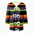 thumbnail image 4 of Towmus Womens Tops 3/4 Length Sleeves Halloween Oversized 3D Eyes Print Graphic T Shirt Women V Neck Blouses Loose Under $10, 4 of 5