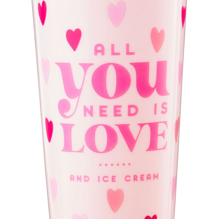 Zak Designs Valentines Day 18 ounce Reusable Plastic Tumbler with Straw and  Sculpted Lid, Soft Serve 