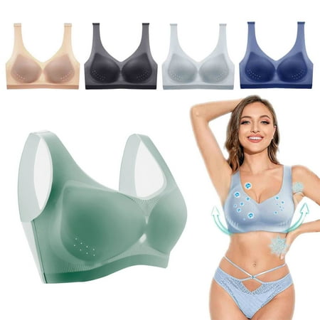 CFLVAEK Seamless Bra for Women Plus Size Supportive Minimizer Bras Comfort Wireless Everyday Bras Full Coverage Beauty Back Bralettes Green 5XL