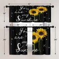 thumbnail image 4 of Sunflower Kitchen Curtains Summer Bees Window Curtains Valance and Tier Set 36 Inch, Watercolor Sunshine Rod Pocket Short Tier Curtain, Black Background Small Kitchen Decor, 4 of 6