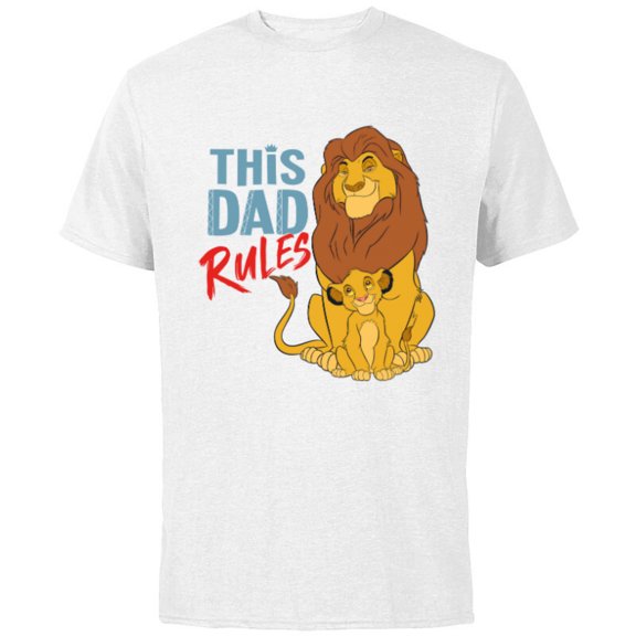 Disney The Lion King Simba and Mufasa This Dad Rules - Short Sleeve Cotton T-Shirt for Adults - Customized-White