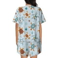 thumbnail image 3 of Naloa Sea Turtle Women's Short-Sleeved Pajama Set, Loungewear, Summer pajamas, Breathable Cozy - Large, 3 of 9