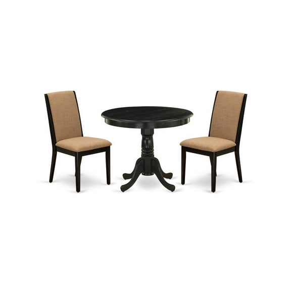 East West Furniture Dining Room Set Wirebrushed Black, ANLA3-ABK-47