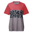 thumbnail image 4 of ICHUANYI Clearance Women's Fashion Leopard Print Top Stitching Short-sleeved Top(Pink, S) Ichuanyi Ichuanyi, 4 of 7