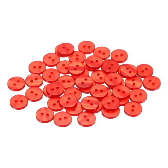 Uxcell 50pcs 20L Sewing Buttons 1/2"(12.5mm) Resin Round Flat 2-Hole Craft Clothing Replacement Button for Coats Sewing Clothing and DIY, Red