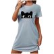 thumbnail image 2 of Camisón corto de talla grande para mujer, camisón de manga corta con estampado de pecho a la moda, camisón para mujer, 2 of 5