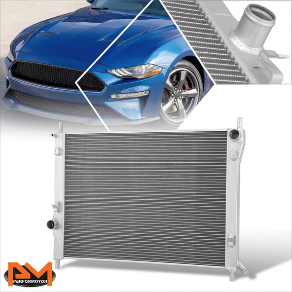 PM PERFORMOTOR 3-Row Aluminum Radiator for 15-23 Ford Mustang 2.3T 3.7L 5.0L w/ Performance Pkg