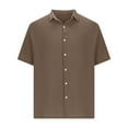 thumbnail image 5 of APEXFWDT Mens Breathable Linen Shirt Relaxed Fit Button Down Shirt with Pockets for Big & Tall Men's Summer Travel M,Coffee, 5 of 5