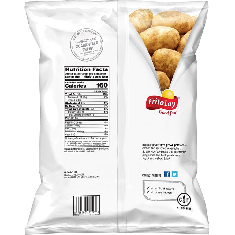 Lay's Classic Potato Chips, 15.875 Ounce, Crispy and Tasty Snack