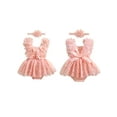 thumbnail image 2 of Conjunto de verano para bebé niña, pelele de malla con bordado floral y diadema con lazo, 2 piezas., 2 of 9