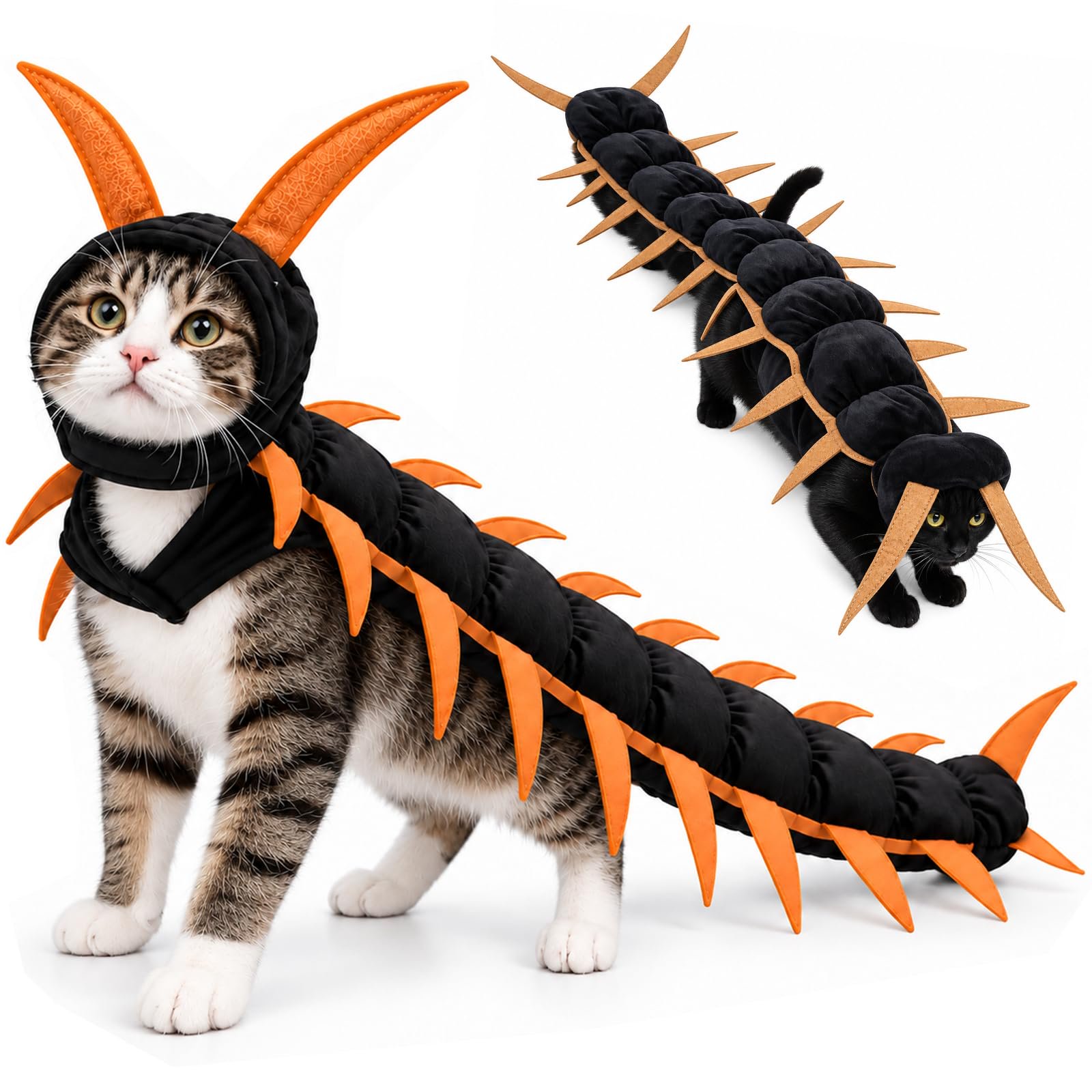 Centipede Pet Costume Funny Halloween Party Costumes 50 Inch 18-Leg Outfit with Headpiece for Cats Dogs Dress-Up and Photo Contest Events