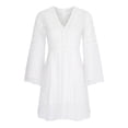 thumbnail image 6 of Enjoytime Dresses For Women 2024 Casual Summer Fashion Chiffon Lace Double Layer Long Sleeves V-Neck Hollow Out Solid Color Women Sexy Mini Dresses, 6 of 6