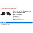 thumbnail image 2 of Rear Brake Pad Set - Compatible with 2013 - 2018 Ford C-Max 2014 2015 2016 2017, 2 of 2