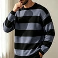 thumbnail image 4 of Men's Fall Winter Crewneck Striped Knit Pullover Sweater, Loose Fit Color Block Knit Long Sleeve Casual Top for Daily Wear , XL, 4 of 6
