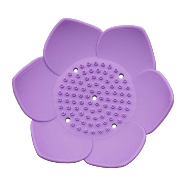 Jabonera de silicona con escurridor, bandeja de secado para la ducha del hogar. Violeta
