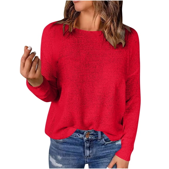 CHGBMOK Long Sleeve Shirts for Women Lightweight Crew Neck Tunic Tops Solid Casual Loose Pullover