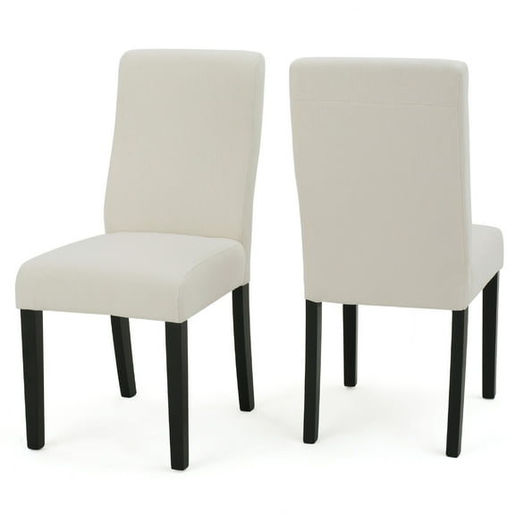 Celine Dining Side Chair Set of 2, Ivory Fabric and Black Wood Frame