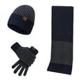thumbnail image 1 of Knitted Wool Hat Scarf Gloves Man And Women's Fleece Cold Warm Three Piece Set, 1 of 4