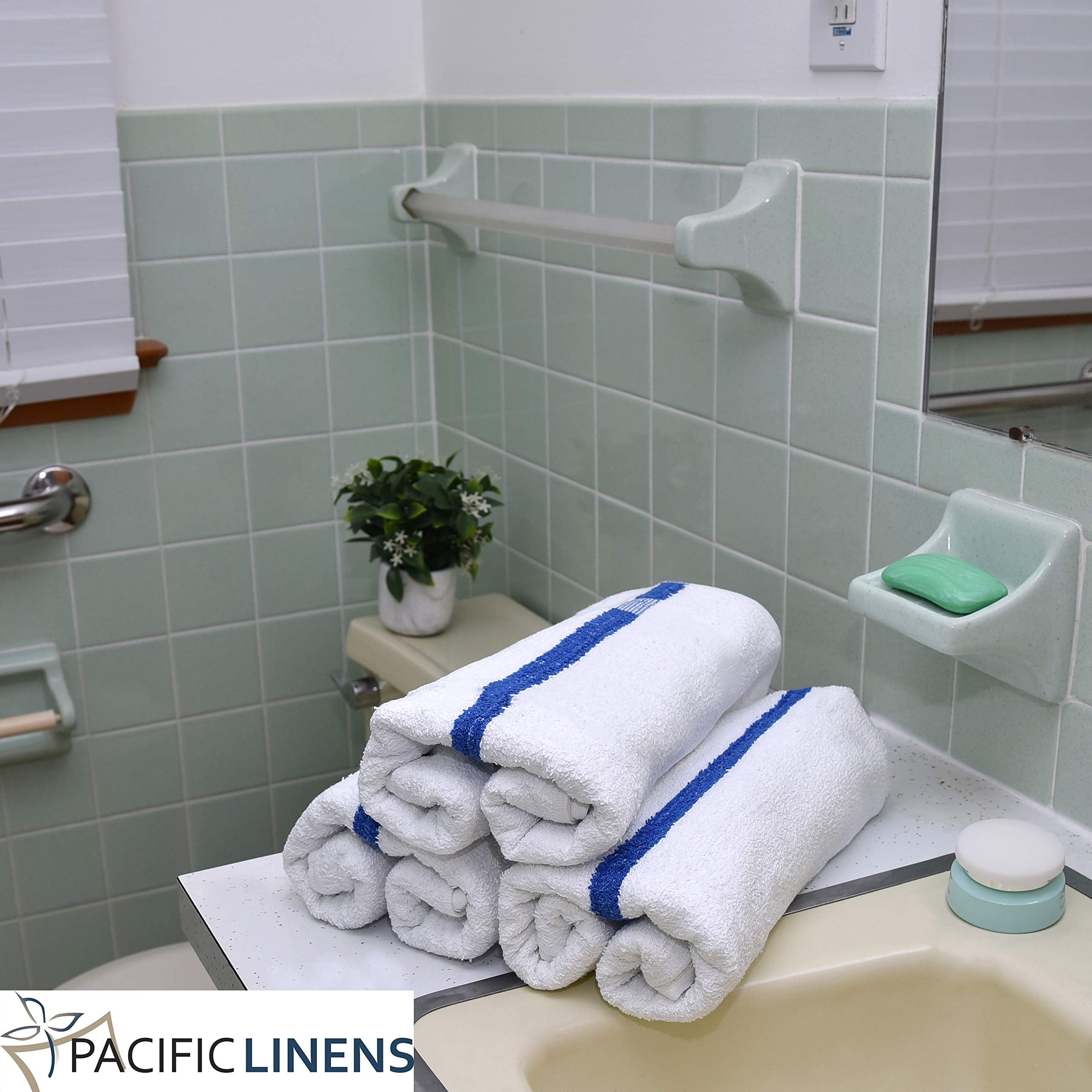 Pacific Linens Bath Towels Set - 22 x 44 Inches 100% Cotton - Absorbent, Quick Dry, Lightweight Thin Commercial Use Towel - Bulk Hotel Collection