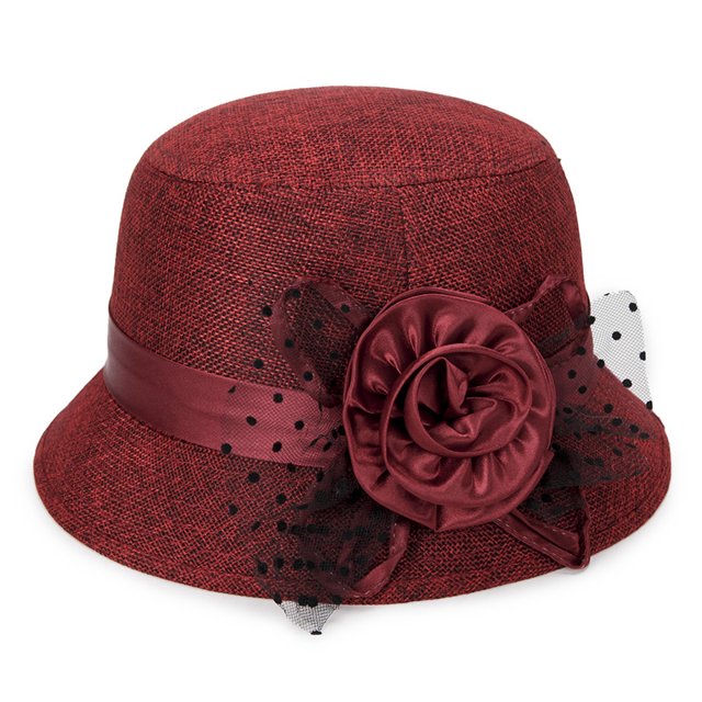 Sombrero de copa de lino para primavera y verano, sombrero de princesa con protección solar para mujer, sombrero grande con maceta para mujeres de mediana edad y mayores