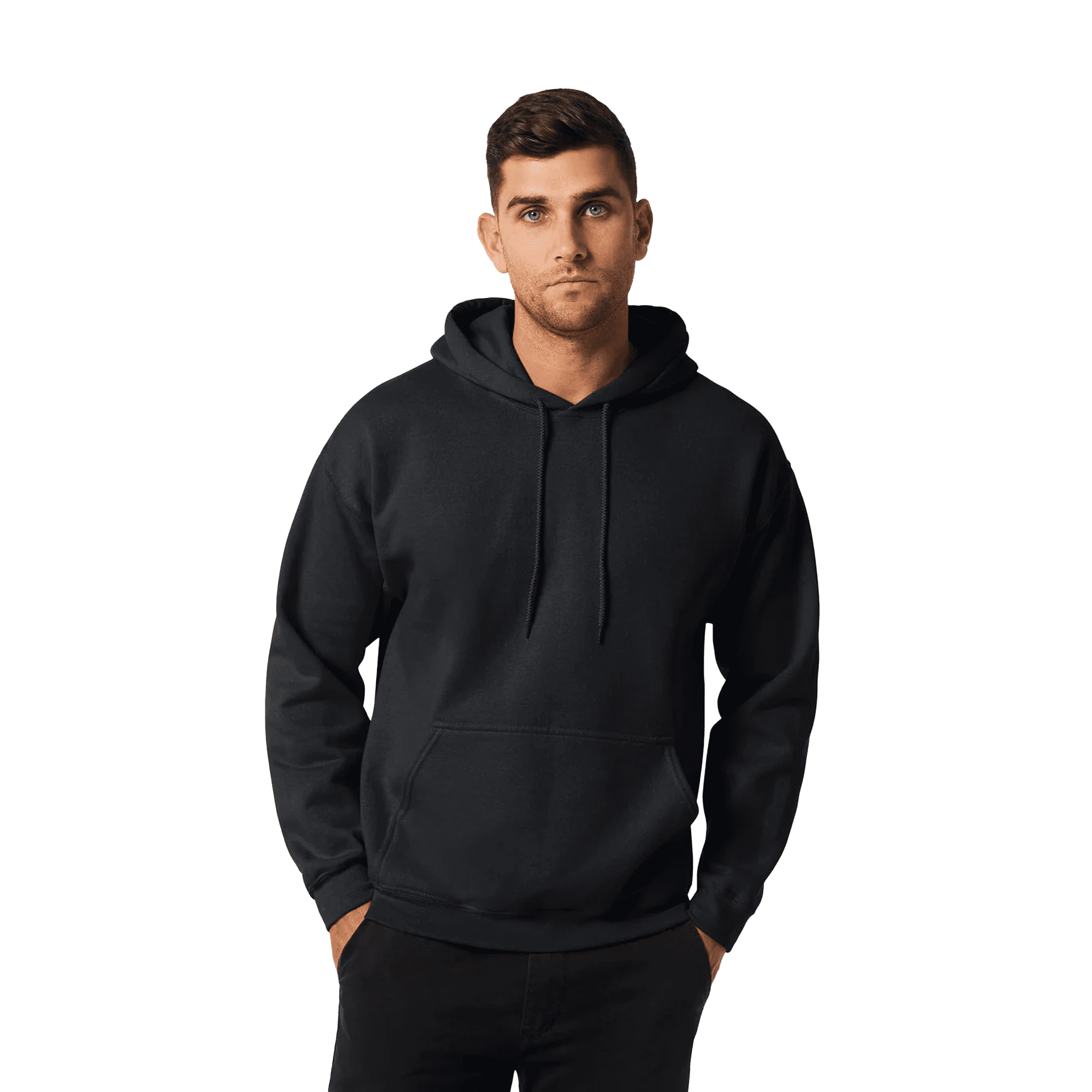Gildan Men's Hooded Sweatshirt Black with Pocket, Size-2XL - Fleece Cozy Heavy Blend 50/50 Cotton/Polyester | Casual Hoodie, 8 oz