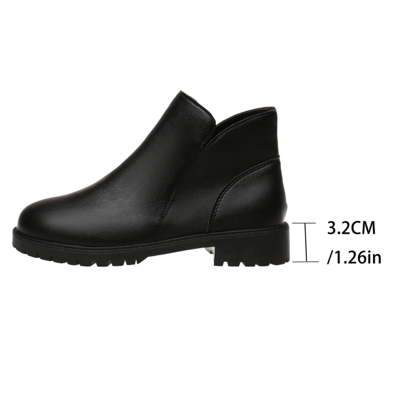 Black Brown Ankle Boots for Women Vintage Splice Leather Lug 