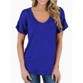 thumbnail image 3 of Womens V-Neck Shirts with Front Pocket Decoration Short Sleeve Solid Casual Loose Fit Trendy T-Shirt, 3 of 4