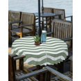 thumbnail image 2 of Outdoor Tablecloth with Umbrella Hole and Zipper 60R Sage Green Ripples Stripes Table Cover for Round Tables Waterproof Tabletop Collection for Patio Garden Picnic Camping, 2 of 6