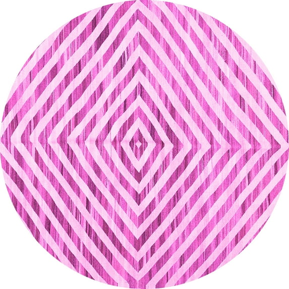 Ahgly Company Indoor Round Abstract Pink Contemporary Area Rugs, 6' Round