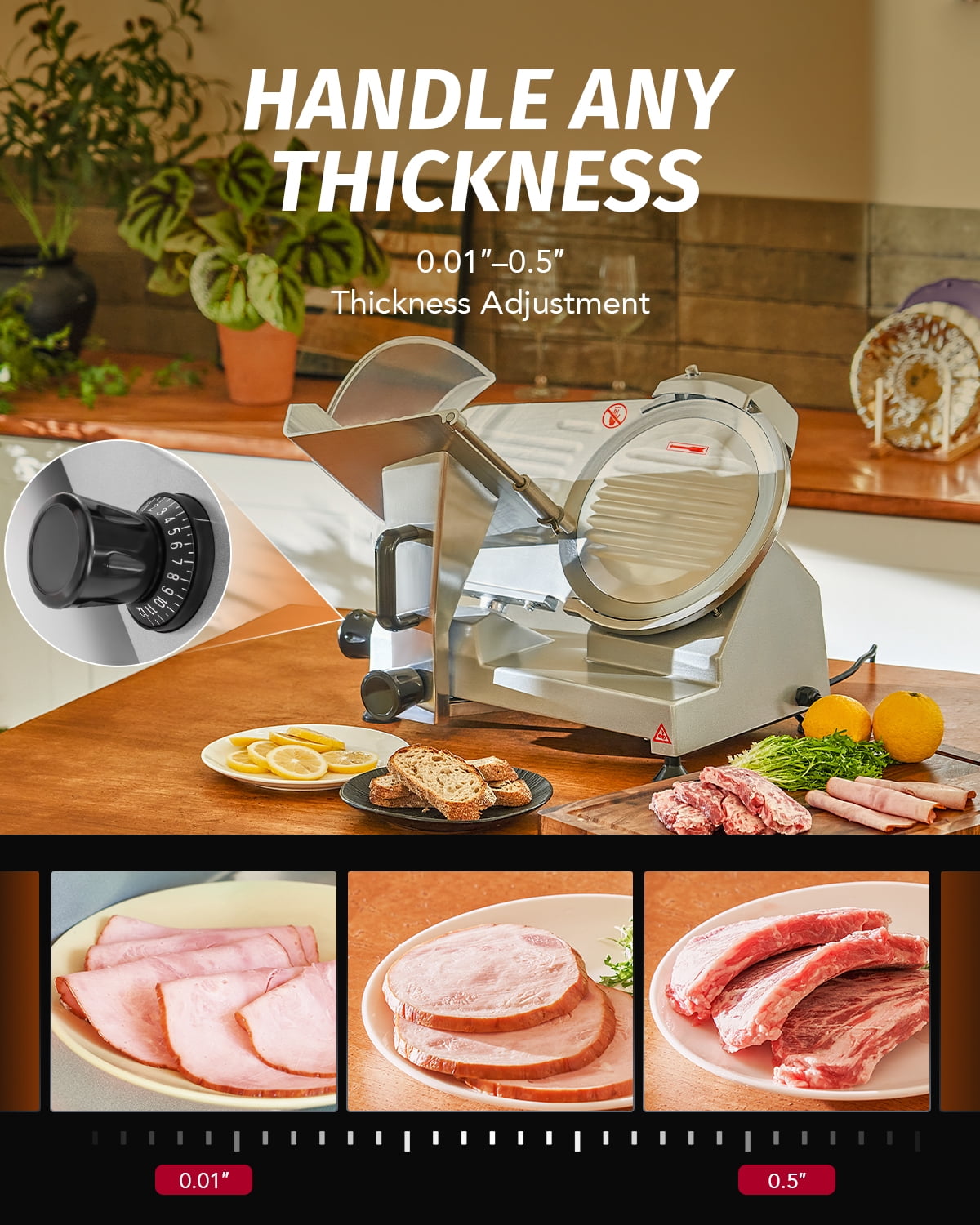 Wilprep Commercial Meat Slicer Cutter Shaver 150W Electric Food Slicer 10" Blade 360 rpm