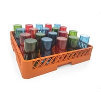 20-Compartment Glass Rack – Commercial Dishwasher Cup Rack | Orange.