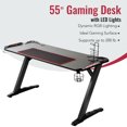 thumbnail image 1 of Bestco 55" Gaming Table Z Shaped Gaming Desk w LED Lights & Large Mouse Pad, Black, 1 of 1