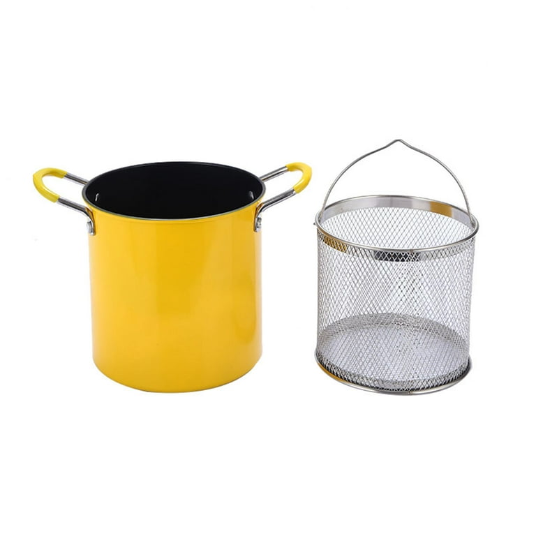 Deep Fryer Cooking Pot with Strainer Basket Multipurpose with Handles Frying Basket Cooking Tool for Dining Room Picnic Restaurant Party Small, Size