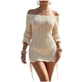thumbnail image 3 of TaTaai Womens Off Shoulder Long Sleeve Midi Top Solid Color Casual Tunic Blouse Loose Fit Summer Cover Up Asian Fit Gift, 3 of 9