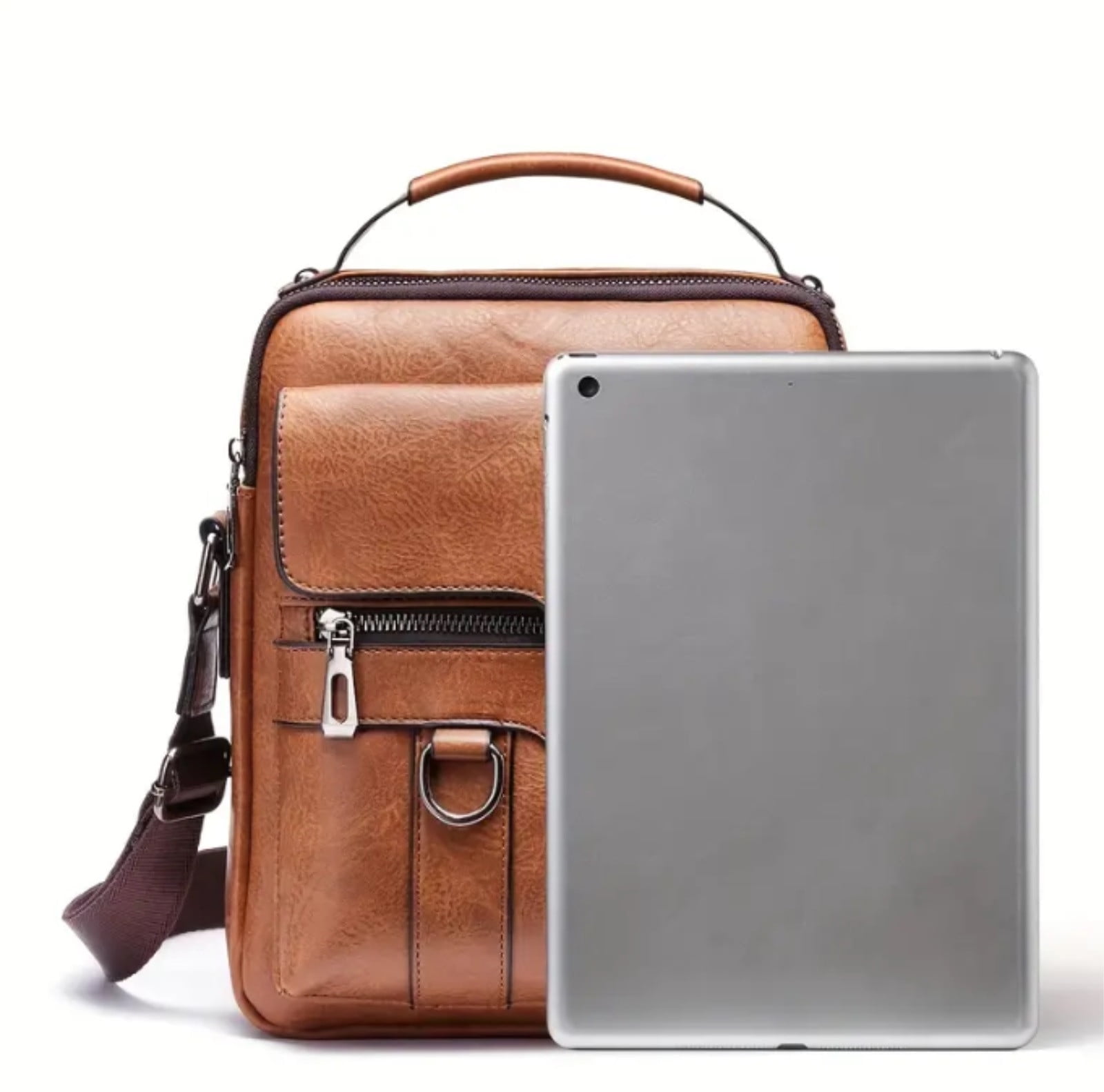 Clearance Storage Crossbody Bag Men's Shoulder Bag Vintage Leather Vertical Hand Business Men's Casual Leather Bag Satchel Bag For Men Gift For Father /Anniversary, Storage Containers for Home