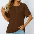 thumbnail image 6 of Women's Short Sleeve T-shirt Women'S Fashionable And Casual Solid Color V Neck Short Sleeved T Shirt,Brown Women's Short sleeve T-shirt L, 6 of 6