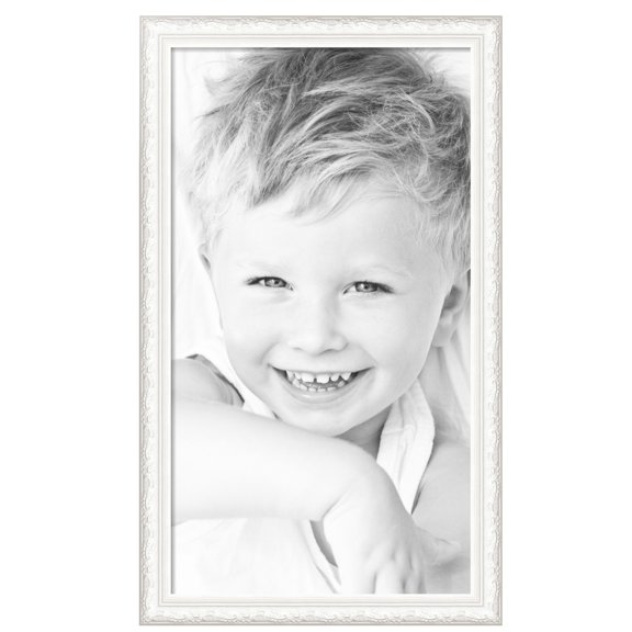 ArtToFrames 26" x 47" Majestic White Picture Frame, 26x47 inch Silver Wood Poster Frame (WOM-5198),  Pack