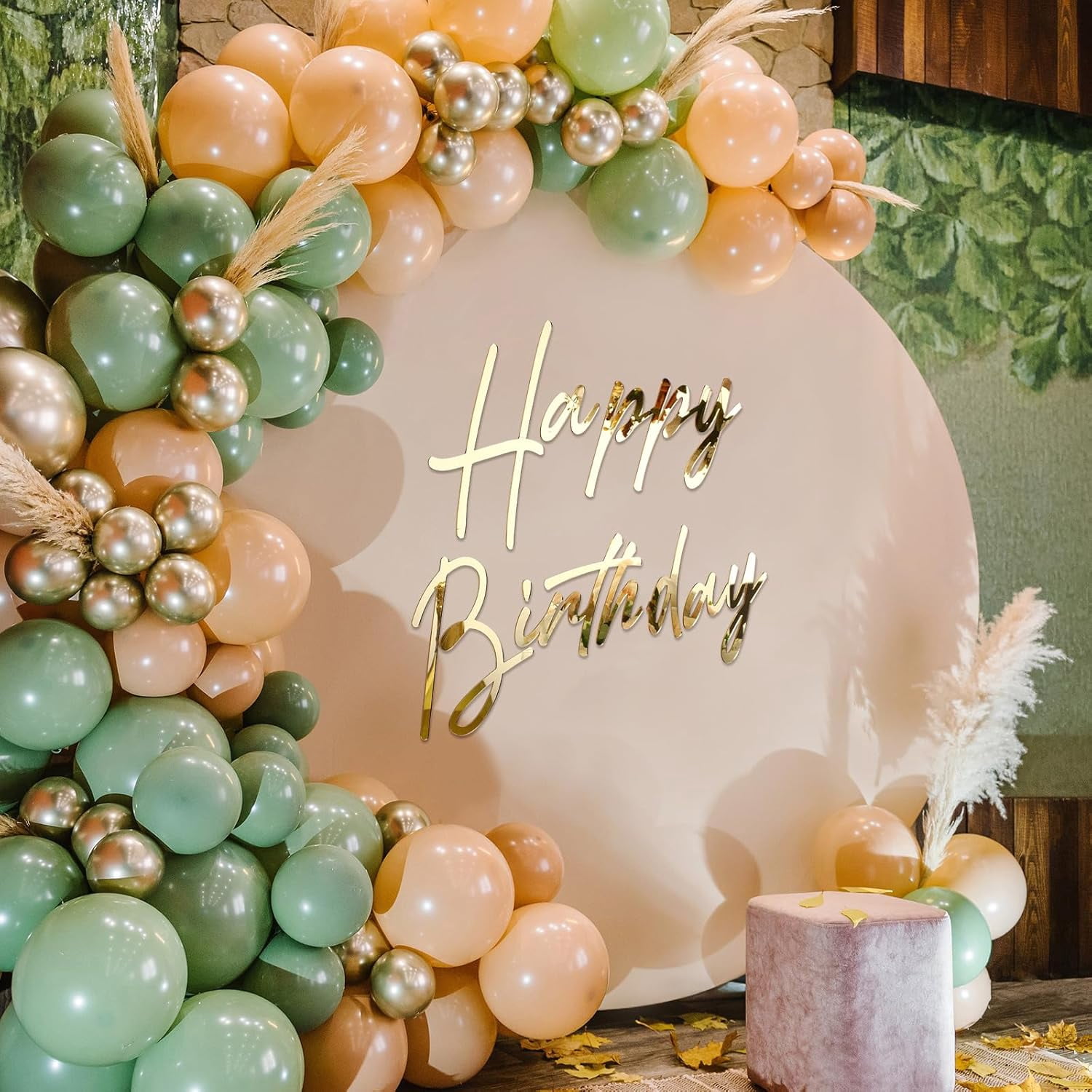 Happy Birthday Sign for Backdrop Large Happy Birthday Sticker Acrylic Mirror Decal Letter Sticker for Balloon Arch Party Sign Wall Decor, Peel Off The Acrylic Film